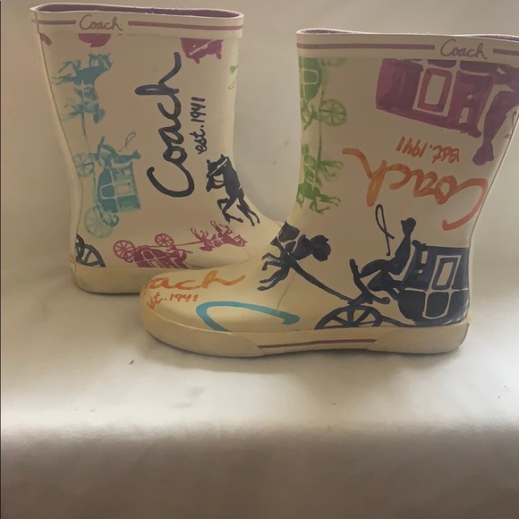 Coach Ursula Horse and Carriage Rain Boots Size 6 - Picture 2 of 6